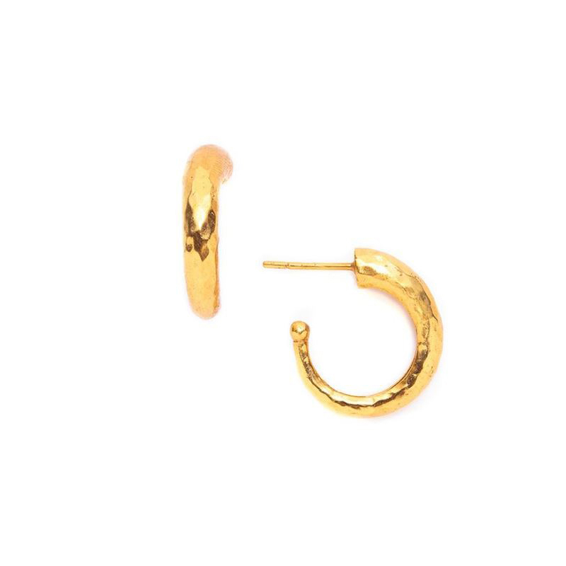 Julie Vos 24K Gold Plated Hammered Hoop Earrings