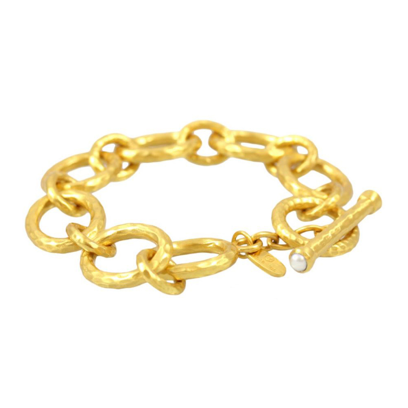Julie Vos 24K Gold Plated Catalina Bracelet Consisting Of Oval Hammered Links