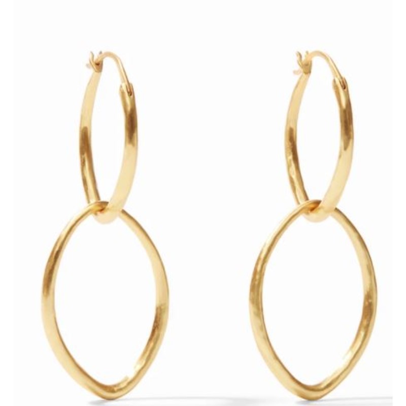 Julie Vos 24 Karat Yellow Gold Plated 2-In-1 Hoop Dangle Earrings From The Fleur-De-Lis Collection