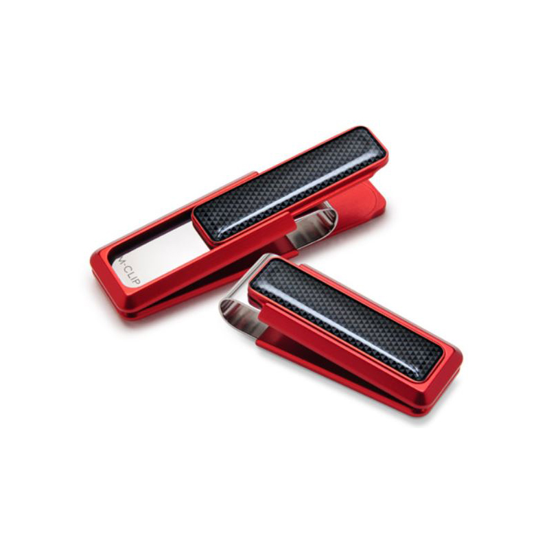 M-Clip Red Anodized Money Clip Having Red Anodized Sect On Each Side & Outside Edges