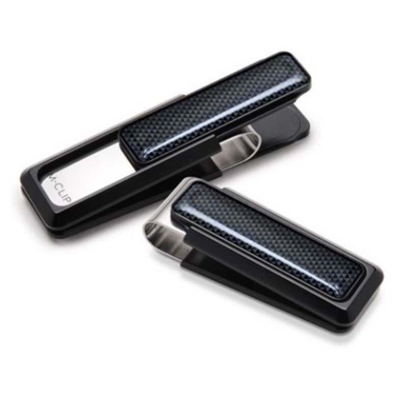 M-Clip Black Anodized Money Clip Having Black Anodized Sect On Each Side & Outside Edges