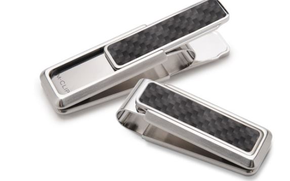 M-Clip Stainless Steel Money Clip With Black Carbon Fiber Insert On Both Sides