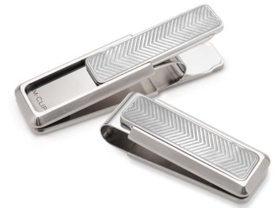 M-Clip Stainless Brushed With Etched Chevron Money Clip