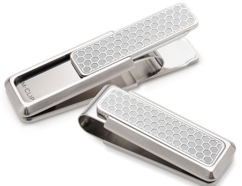 M-Clip Stainless Brushed With Etched Honeycomb Money Clip