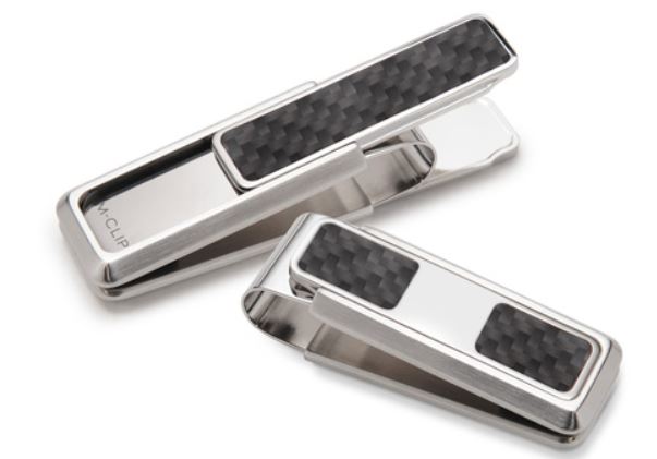 M-Clip Stainless W/Black Carbon Fiber Money Clip 2 Pocket.