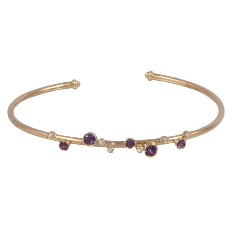 18 Karat Rose Gold Amethyst & Diamond Bangle