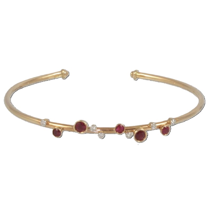 18 Karat Rose Gold Ruby & Diamond Bangle