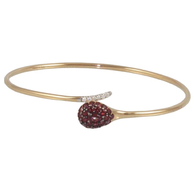 18 Karat Rose Gold Red Topaz & Diamond Bangle With Bypass Design