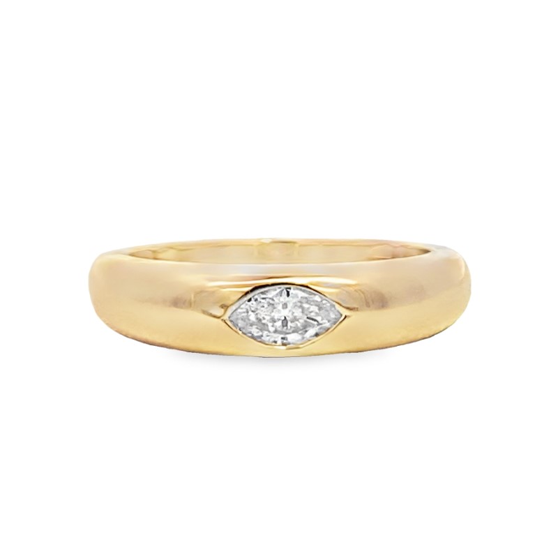 14 Karat Yellow Gold Marquise Diamond Ring .25 Carat