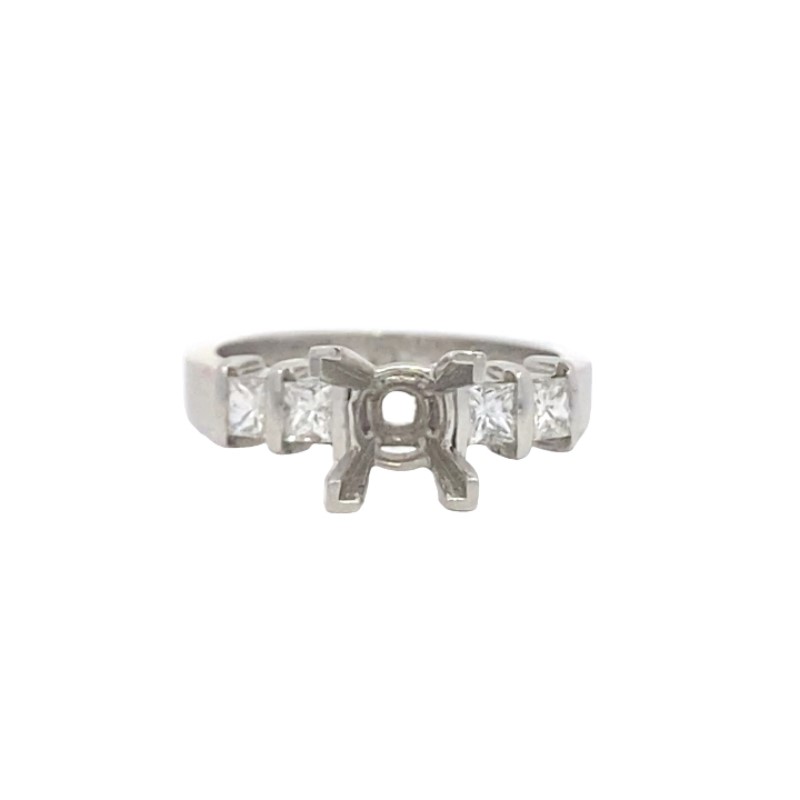 Platinum Princess Cut Diamond Semi-Mount Ring