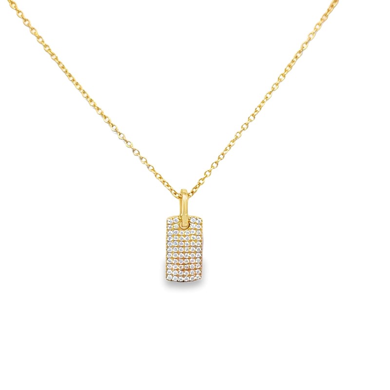 Pave Diamond Dog Tag Necklace