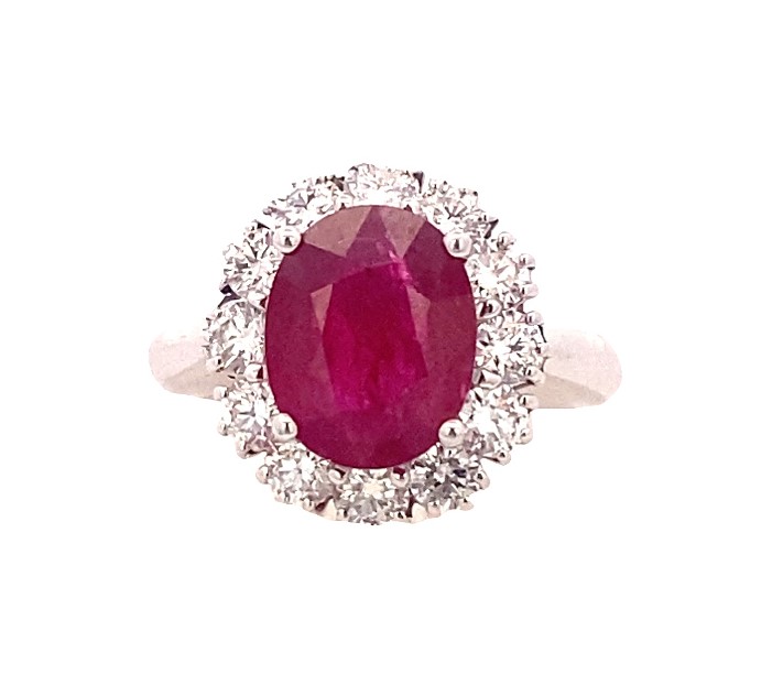 18 Karat White Gold Ruby And Diamond Ring