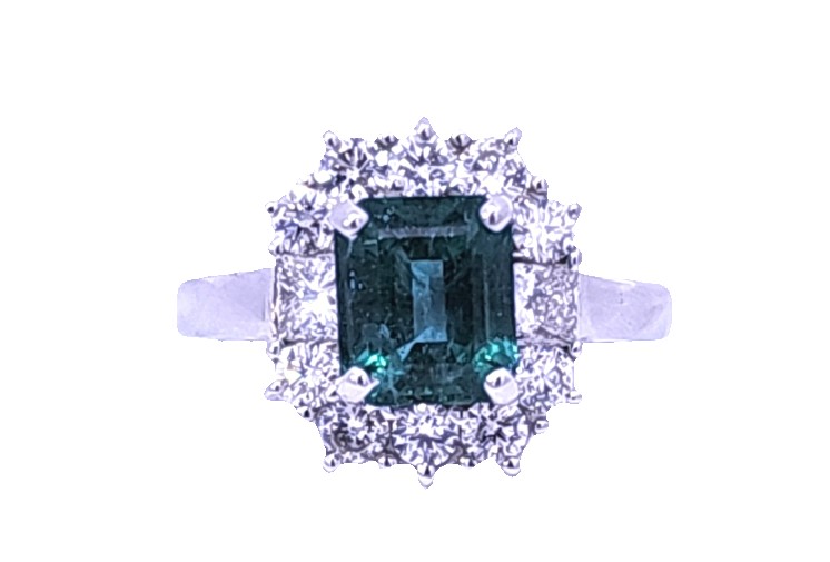 18 Karat White Gold Emerald And Diamond Ring
