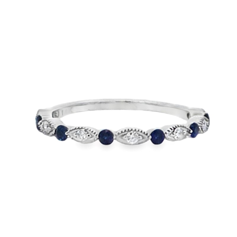 Blue Sapphire and Diamond Band