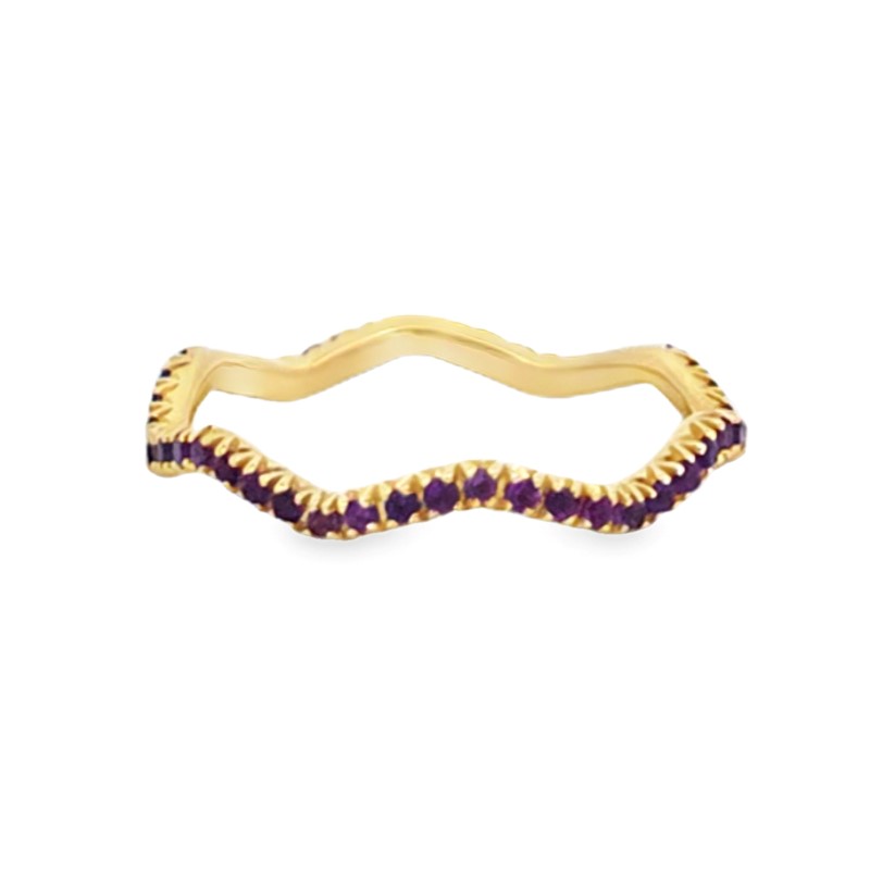 Wavy Amethyst Stackable Ring