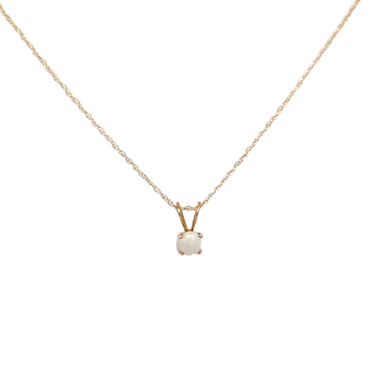 Solitaire Opal October Birthstone Pendant Necklace