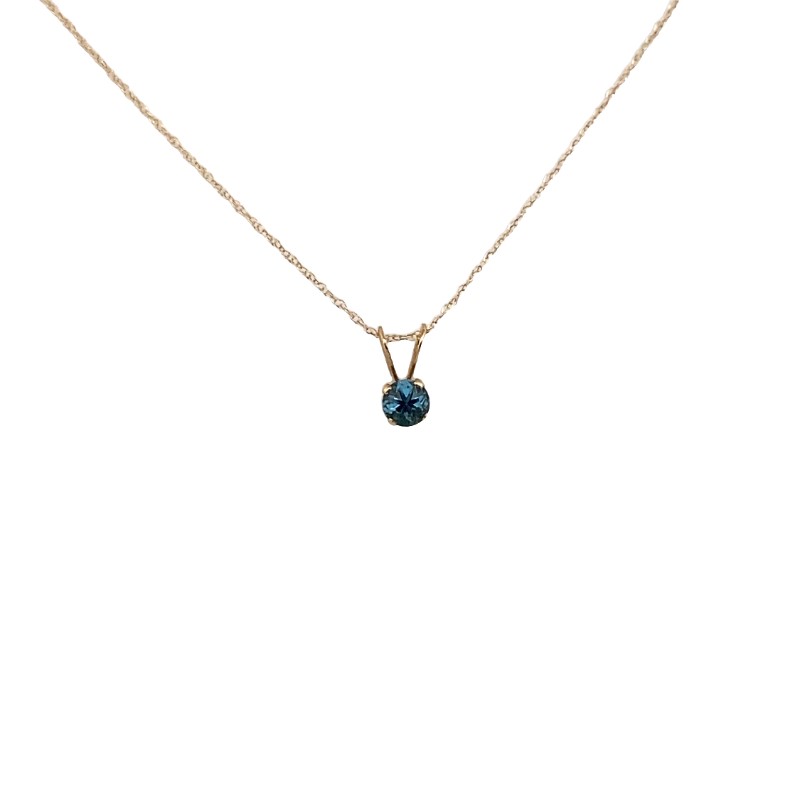 Solitaire Blue Topaz December Birthstone Pendant Necklace