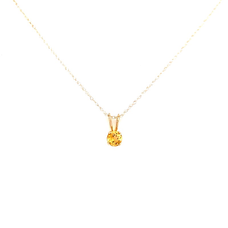 Solitaire Citrine November Birthstone Pendant Necklace
