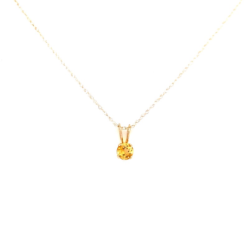 Solitaire Citrine November Birthstone Pendant Necklace