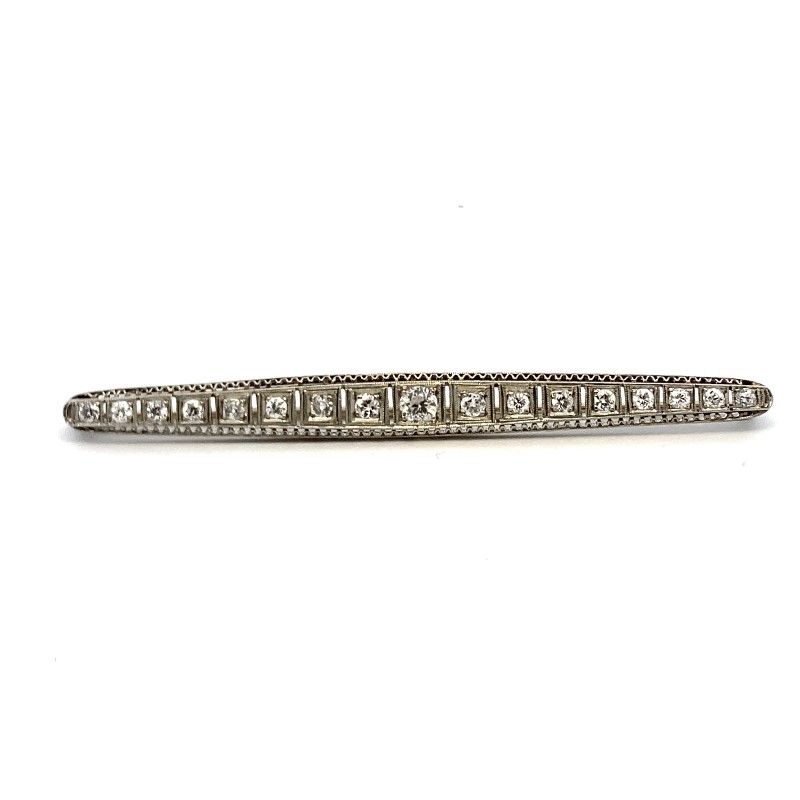 Estate 18 Karat white Gold Diamond Pin