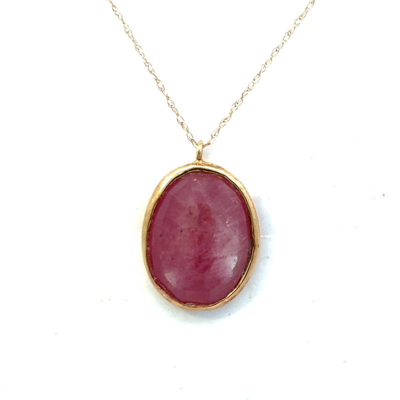 Estate Yvel Natural Sapphire Necklace With Oval Sapphire Pendant
