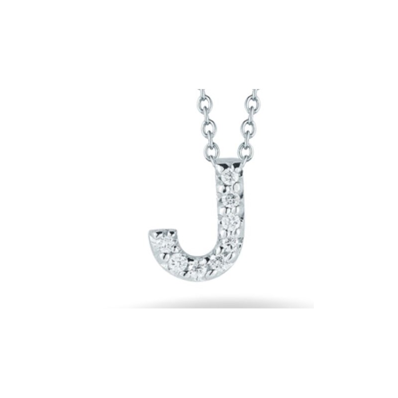 Roberto Coin 18 Karat White Gold Diamond Love Letter "J" Pendant Necklace