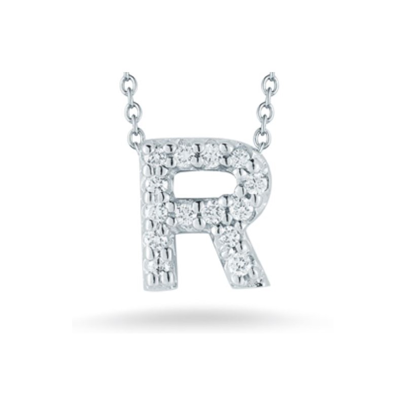 Roberto Coin 18KWG Diamond Love Letter V Necklace