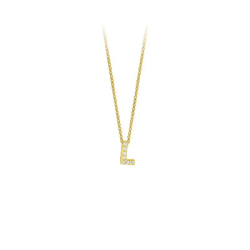 Roberto Coin Eighteen Karat Yellow Gold Diamond Love Letter Necklace Suspended On An Eighteen Karat Yellow Gold Oval Link Chain Measuring 18 Inches Adjustable To 16 Inches