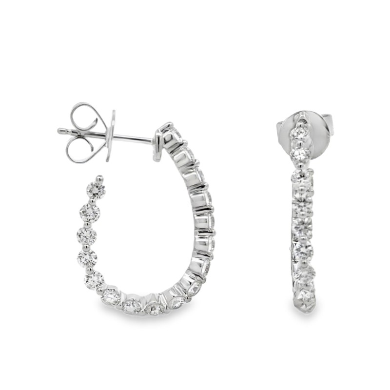 Diamond J Hoop Earrings