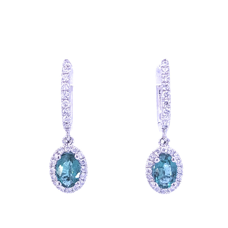 18 Karat White Gold Emerald And Diamond Dangle Earrings