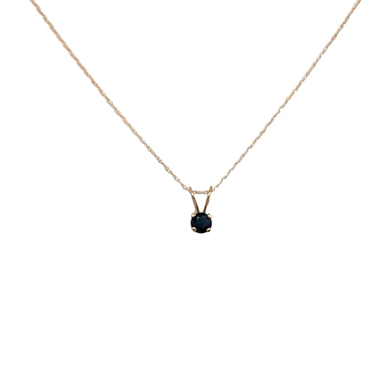 Solitaire Blue Sapphire September Birthstone Pendant Necklace