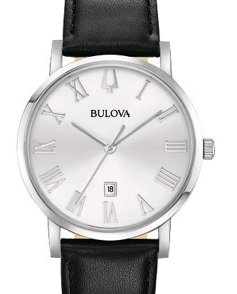Bulova American Clipper Silver and Black Roman Watch