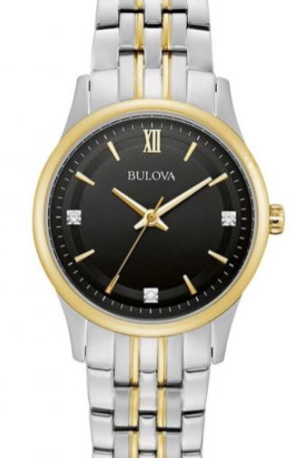 Bulova Stainless Steel Black and Two Tone Watch