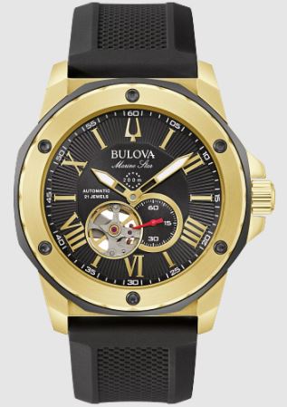 Bulova Marine Star Black and Gold Watch