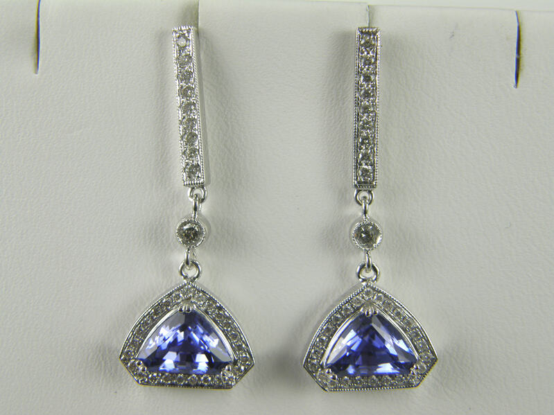 Baguette World 18Kw Dia/Tanzanite Earrings