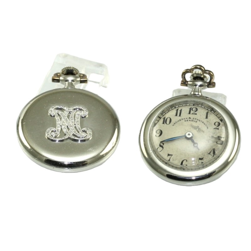 Estate Platinum Vacheron & Constantin Geneve Mini Pocket Watch With Diamonds