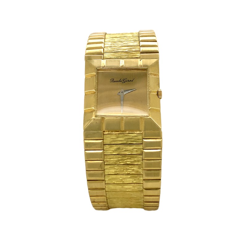 Estate 18 Karat Yellow Gold Vintage Bueche Girod Square Dial Time Piece