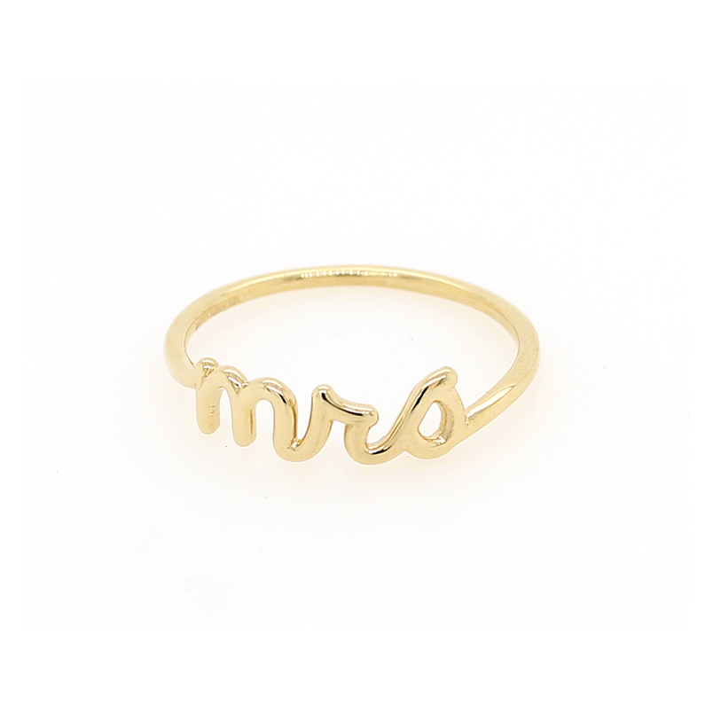 14 Karat Yellow Gold "Mrs" Script Ring