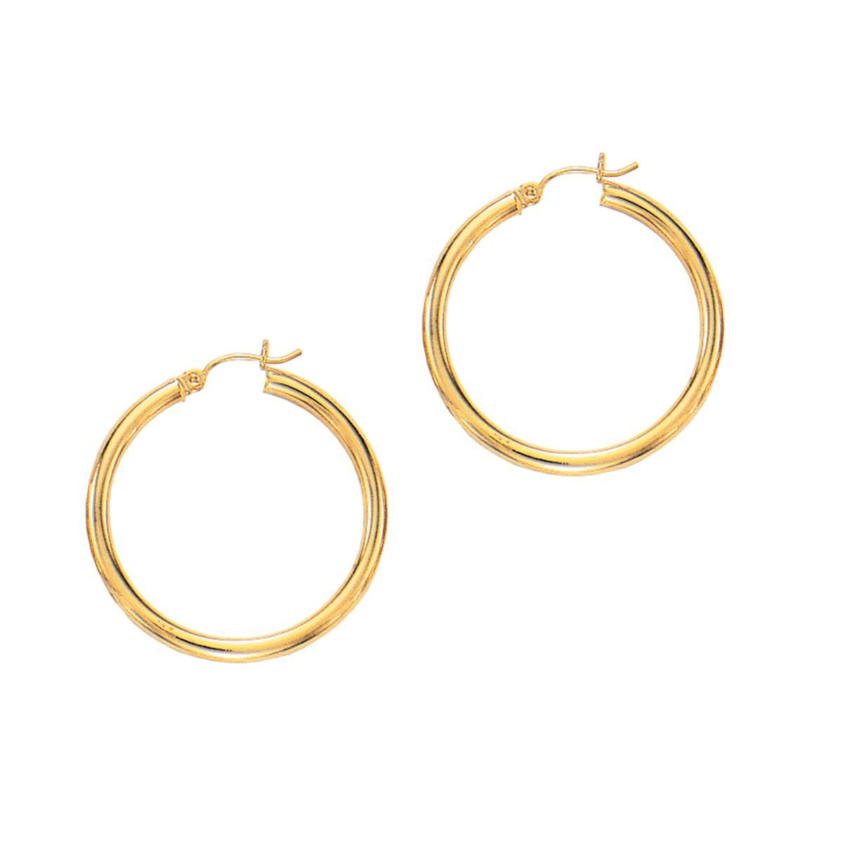 14 Karat Yellow Gold Tube Hoop Earrings