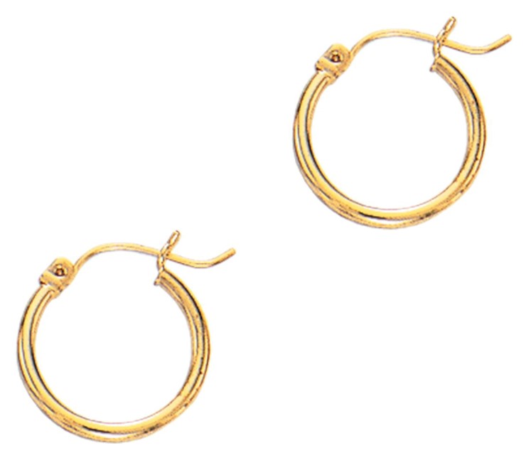 14 Karat Yellow Gold Shiny Lite Tube Hoop Earrings