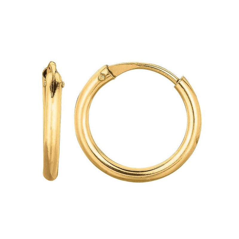 14 Karat Yellow Gold Endless Tiny Hoop Earrings.