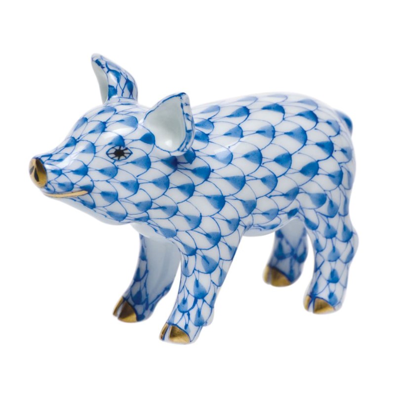 Herend  Blue Little Pig Standing