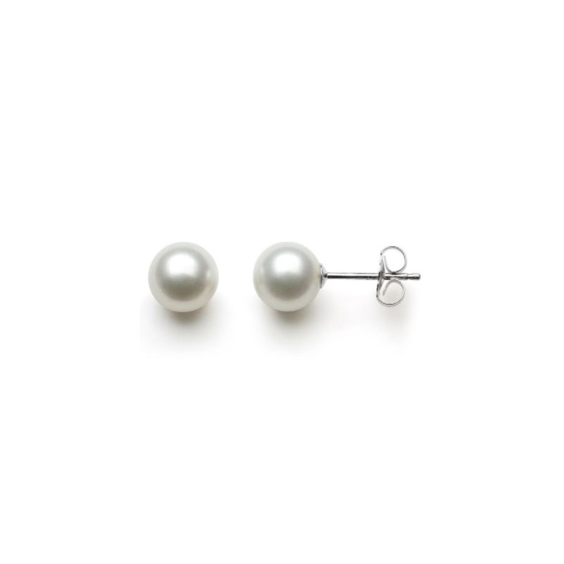 China Pearl 14 Karat White Gold Freshwater Cultured Pearl Earrings  Each Earring Contains One Pearl Measuring 5-6mm  Aaa Quality