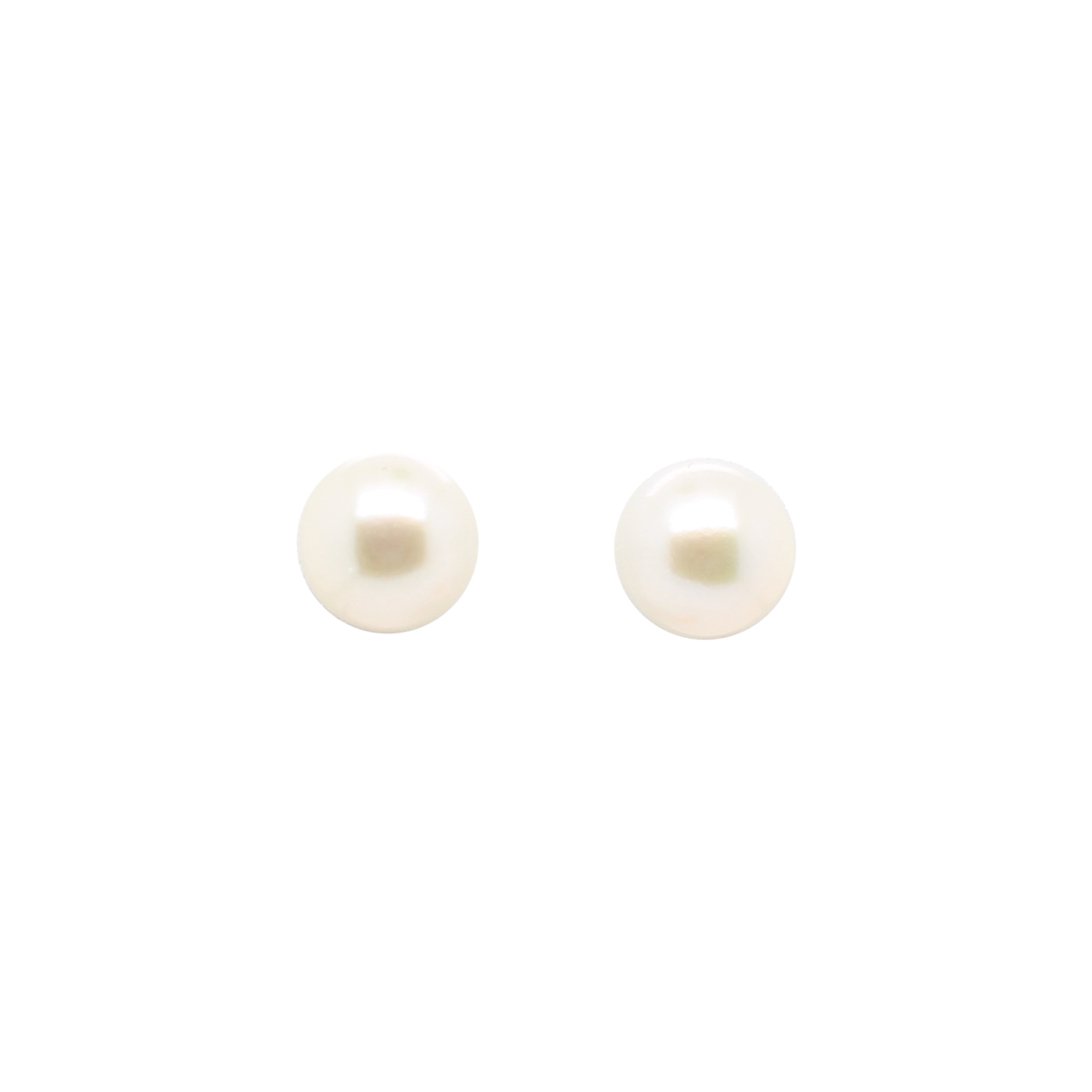 14 Karat White Gold Freshwater Cultured Pearl Earrings  Each Earring Contains One Pearl Measuring 6-7mm  AAA Quality