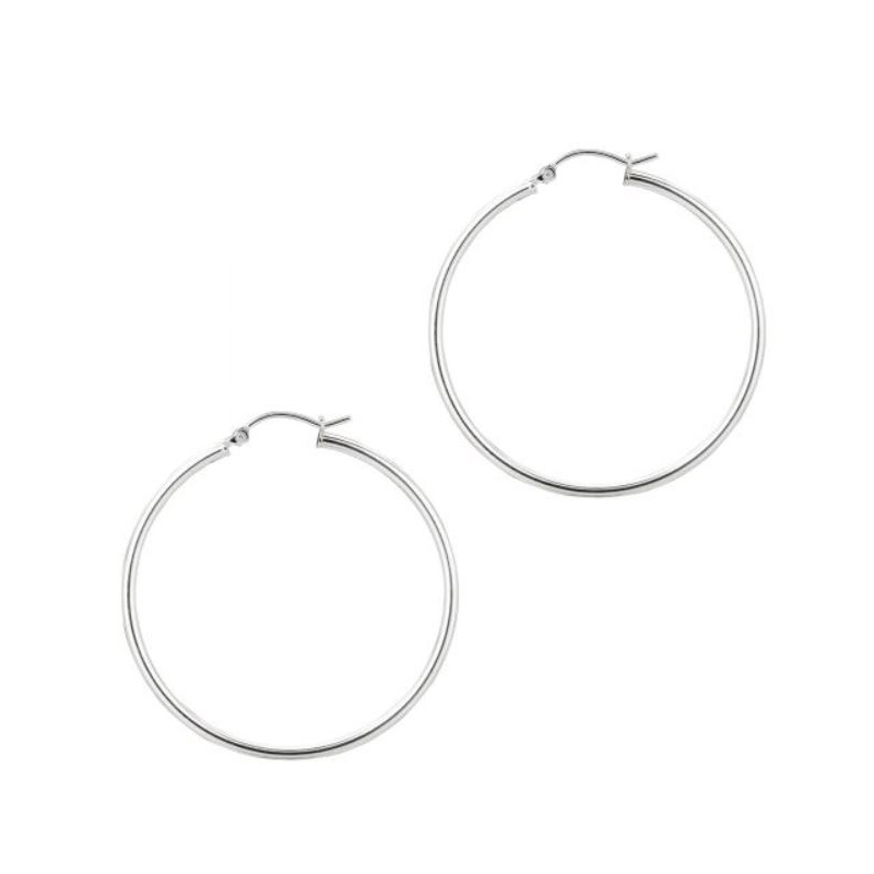 Sterling Silver 2Mm Hoop Earrings Measuring 40Mm In Diameter