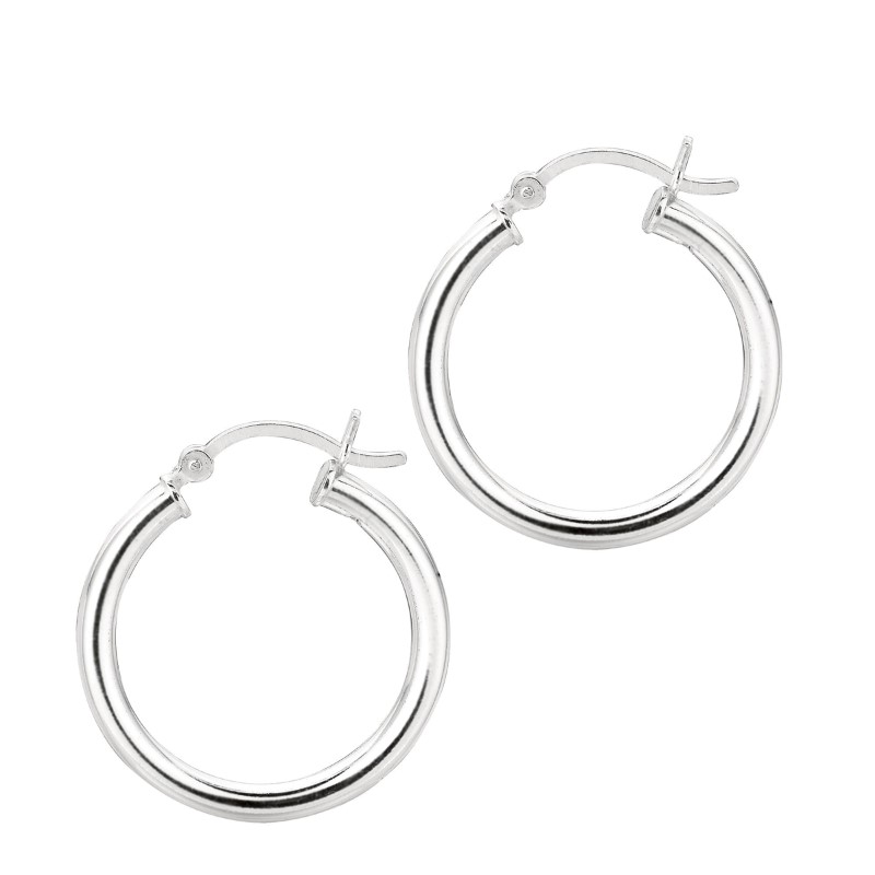 Sterling Silver 3Mm Hoop Earrings Measuring 20Mm In Diameter