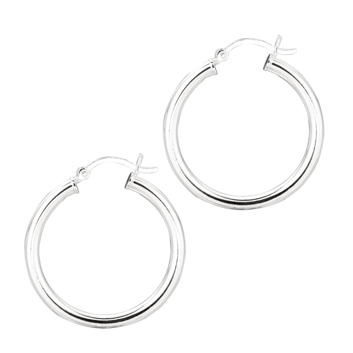 Sterling Silver 3mm Hoop Earrings Measuring 25mm In Diameter.