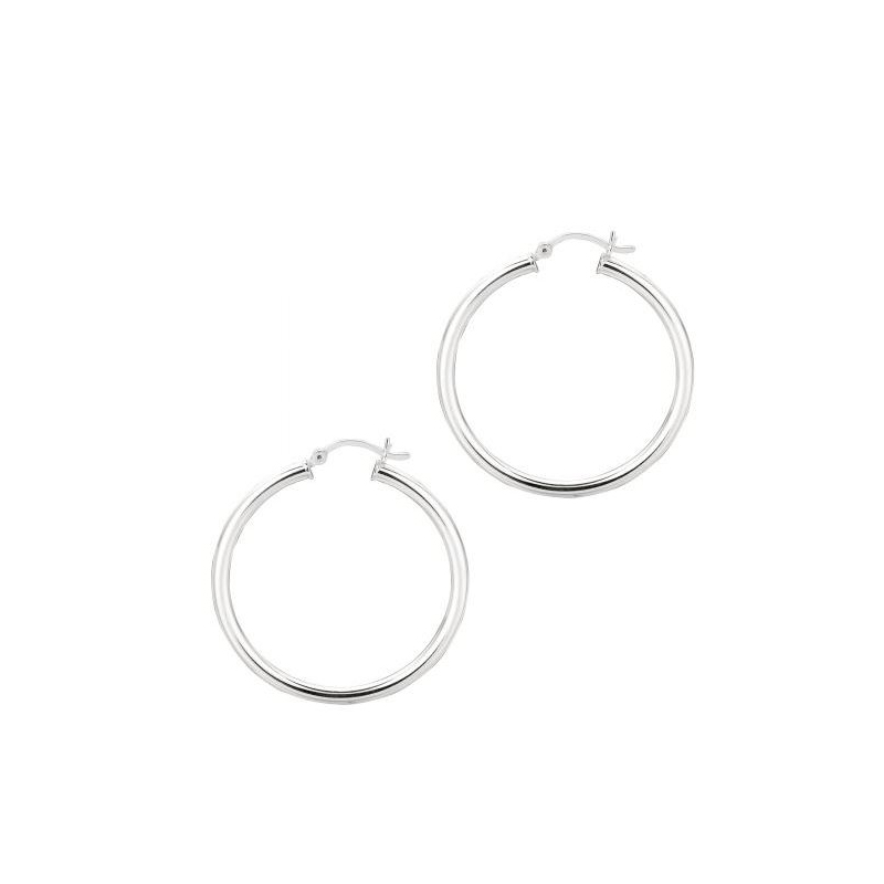 Sterling Silver 3Mm Hoop Earrings Measuring 35Mm In Diameter