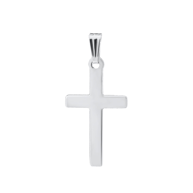 Sterling Silver Adult Polished Cross Pendant With A Tapered Fluted Bail Suspended On An 18