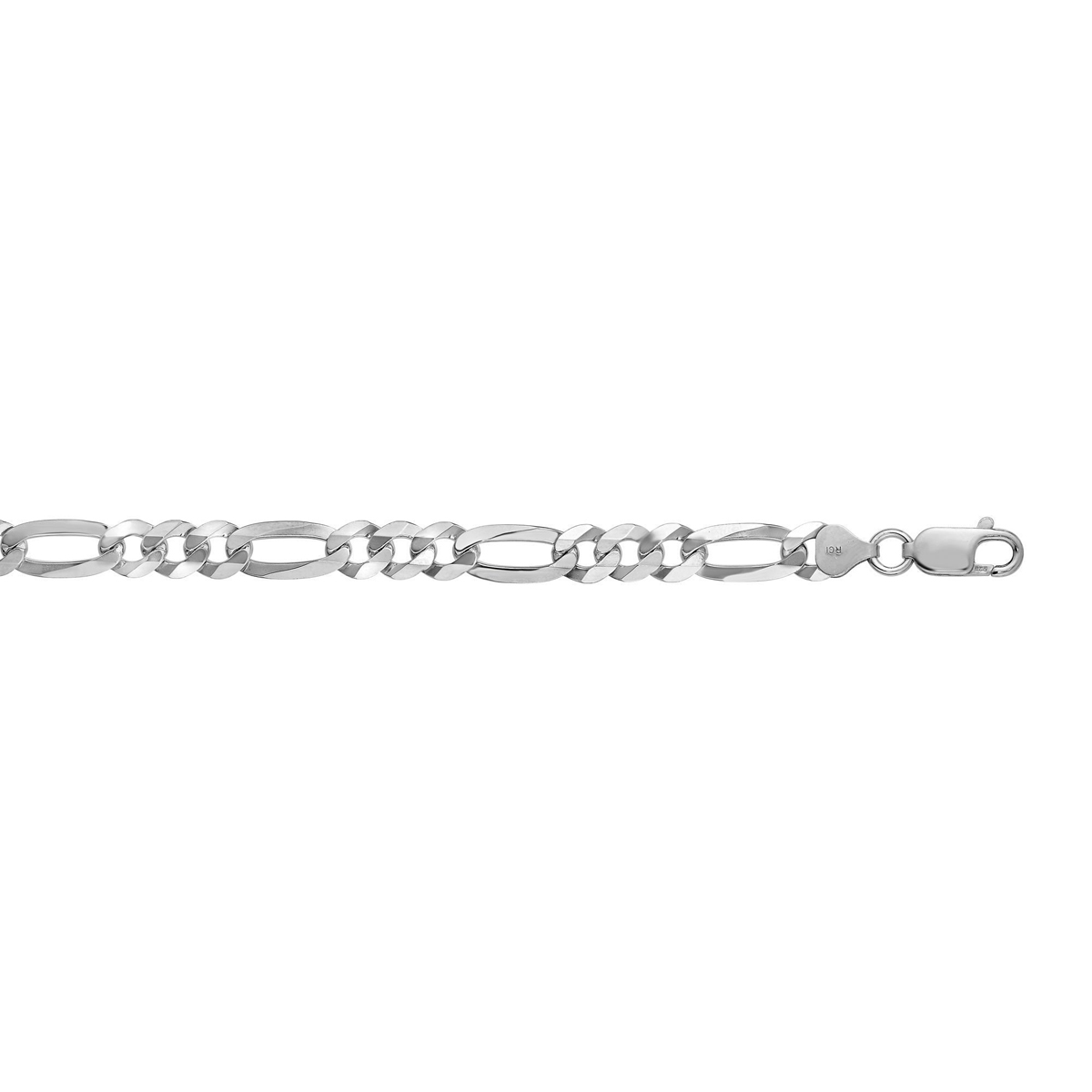 Sterling Silver 8.0mm Diamond Cut Figaro Chain Bracelet Measuring 8.5" With A  Lobster Clasp